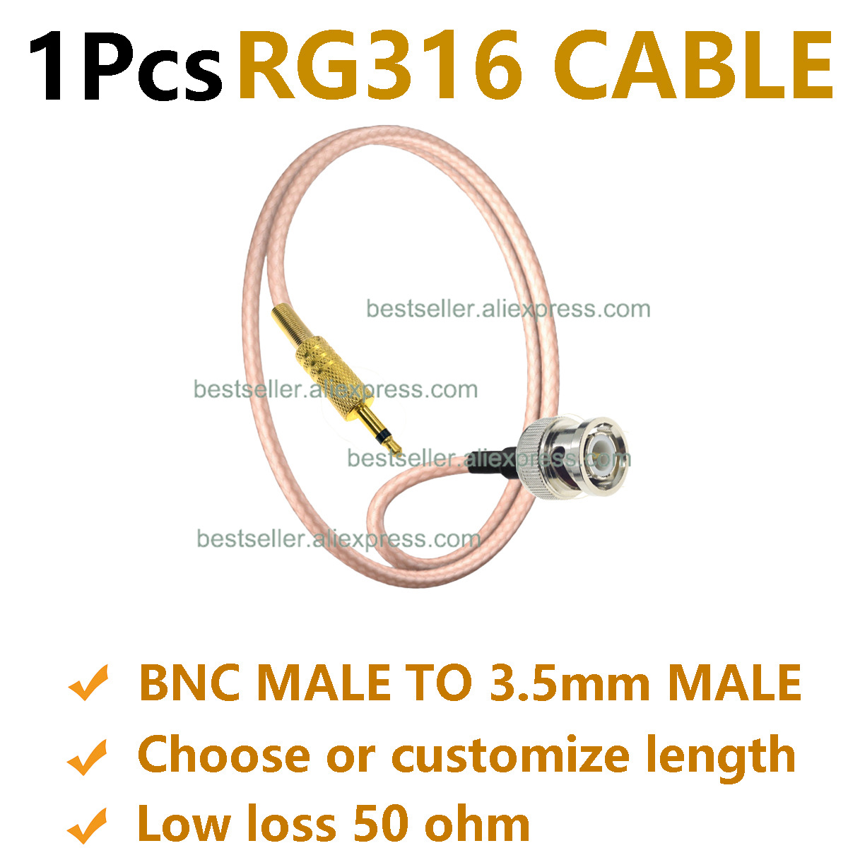 Jumper Wire Kit - 1 قطعة RG316 BNC ذكر إلى