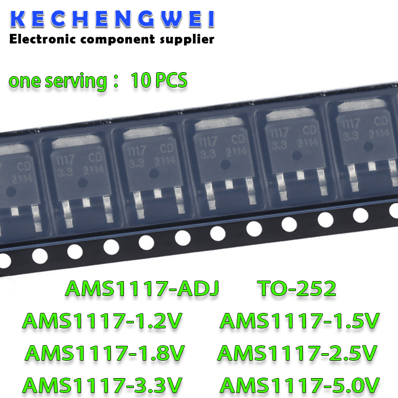 Ams1117 Module - 10 قطعة/الوحدة AMS1117CD-ADJ AMS1117-5.0 AMS1117CD-3.3 AMS1117CD-1.5