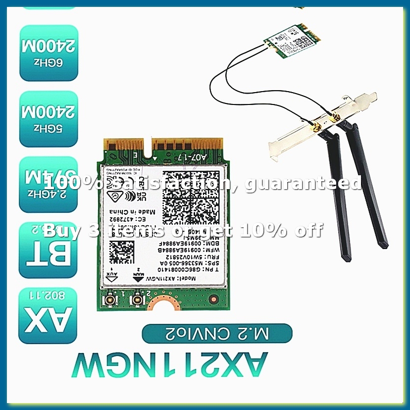 Antenna 2.4Ghz - بطاقة شبكة لاسلكية AX211NGW+ بهوائي مزدوج،