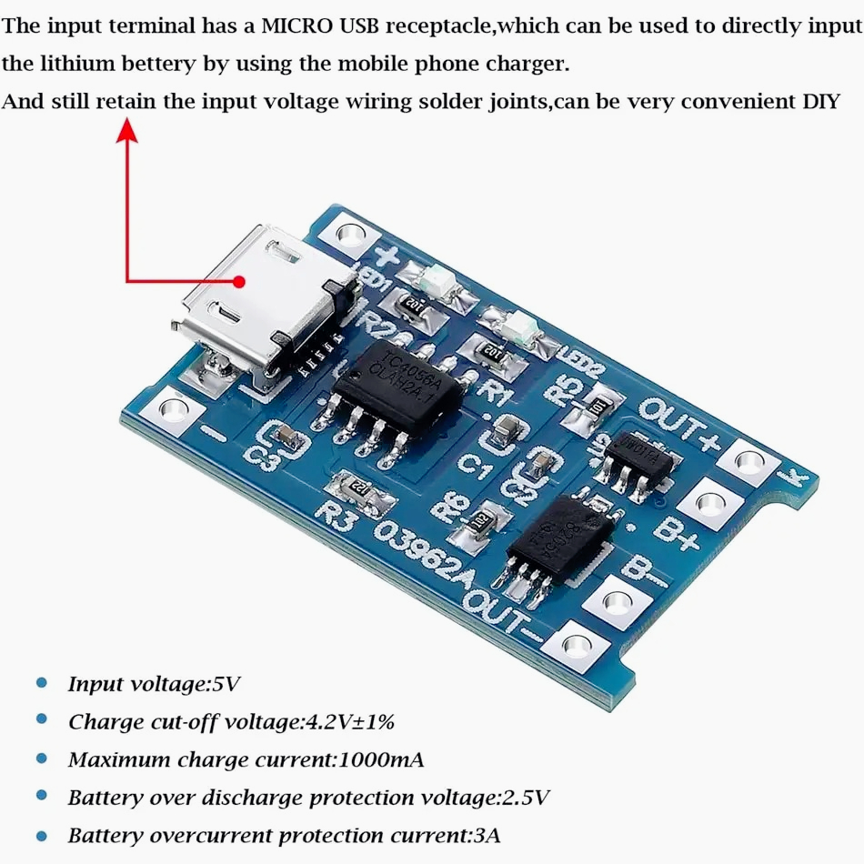 10/20 قطعة لوحة شحن بطارية ليث - مراجعة Tp4056 Module وسعره