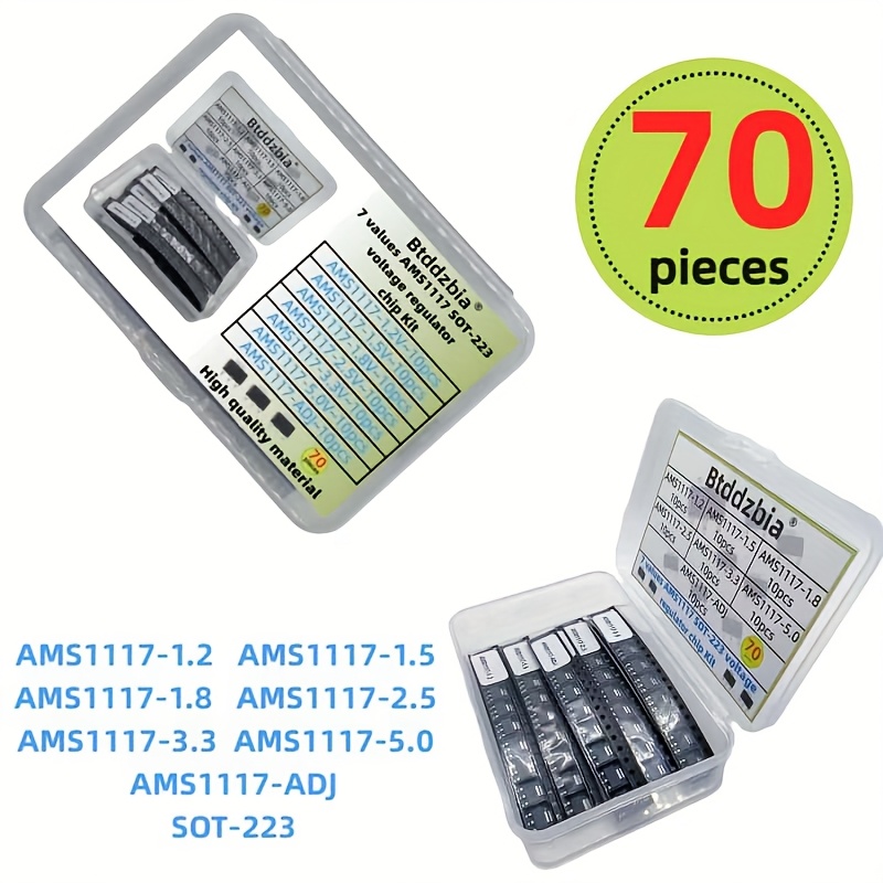 70pcs مجموعة جهاز تنظيم الجهد  - مراجعة Ams1117 Module وسعره