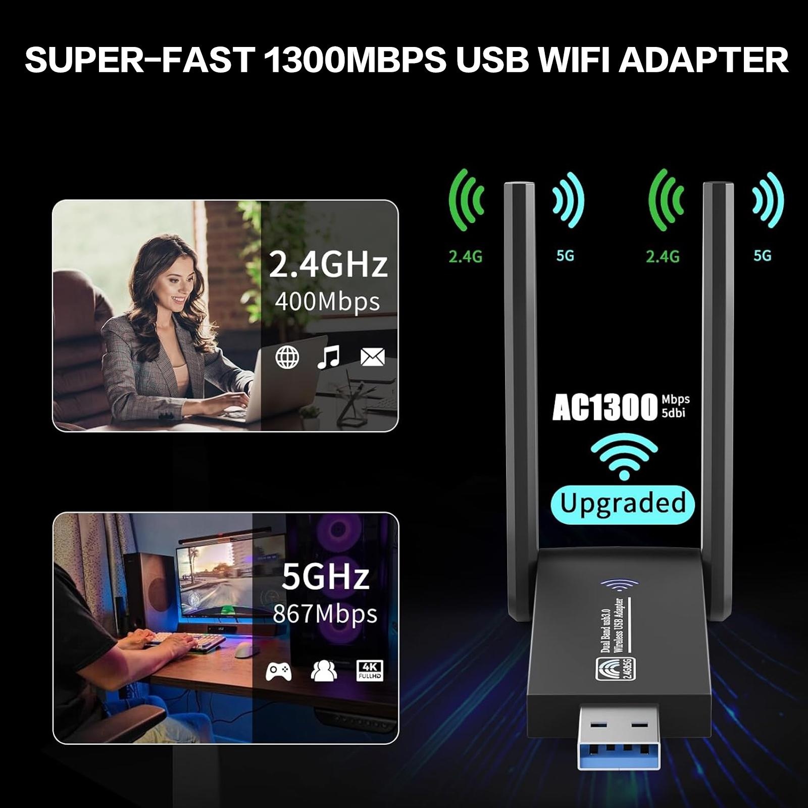 محول واي فاي USB بسرعة 1300 مي - مراجعة Antenna 2.4Ghz وسعره