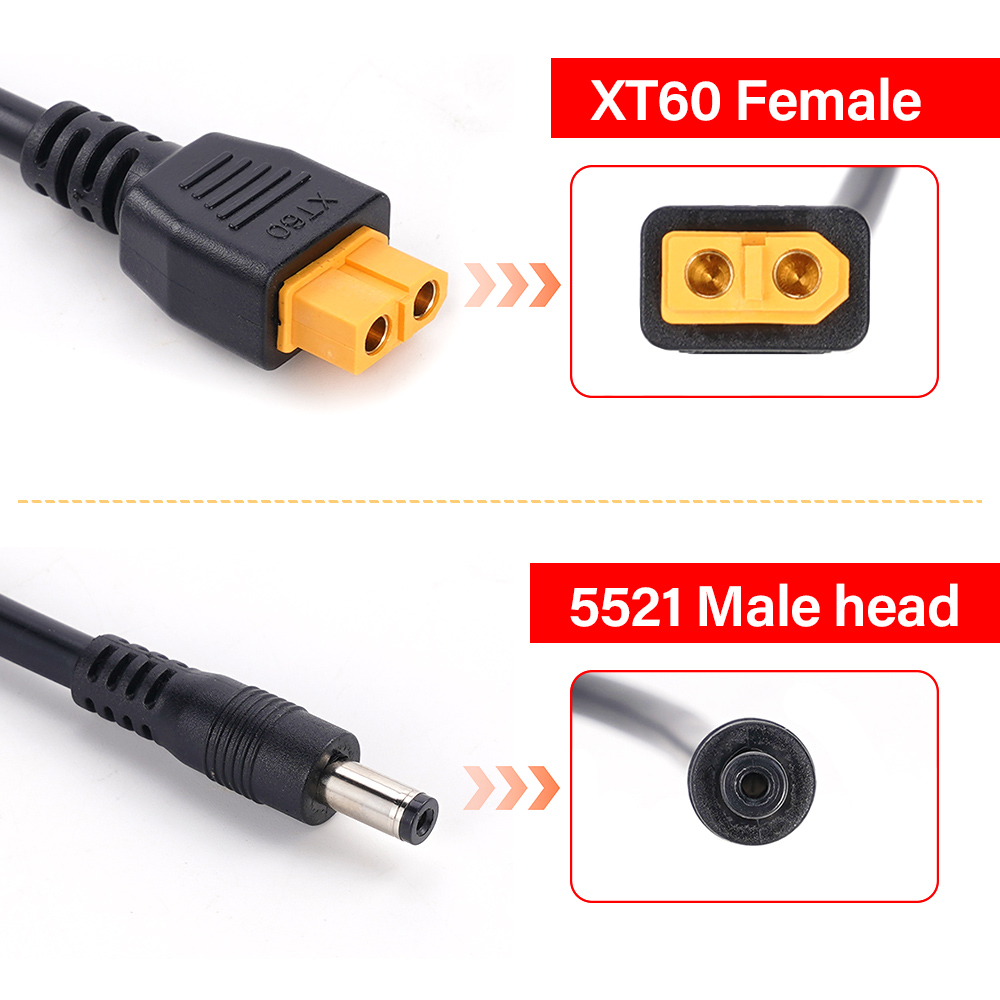 XT60 موصل سالب إلى DC5521 ذكر  - مراجعة Ipex Connector وسعره