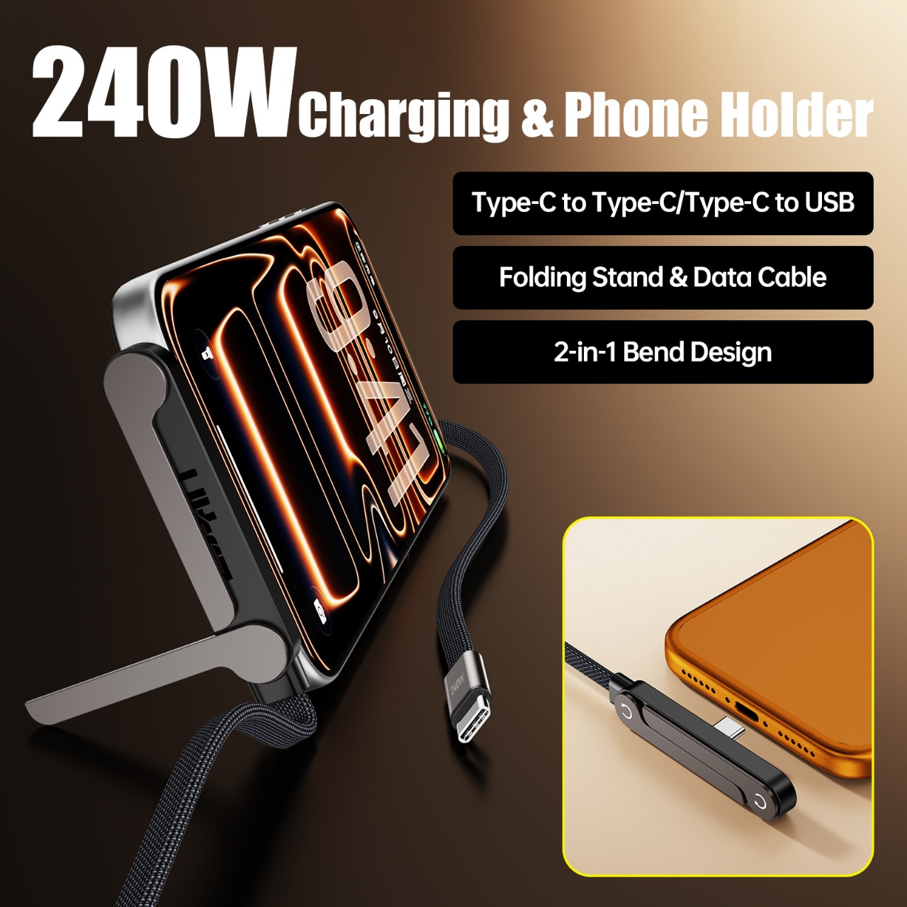 كابل شحن سريع 240 واط PD من نو - مراجعة Usb C Cable وسعره